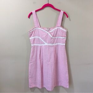 Duffield Lane Women’s Small Mini Dress Pink White Striped Seersucker Beach